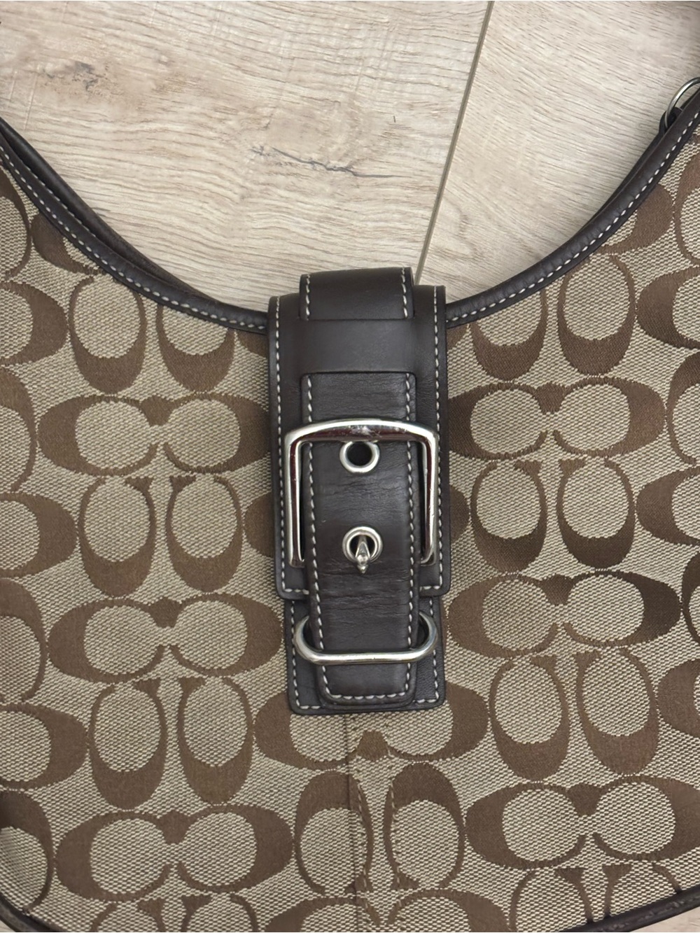 Y2K Vintage Coach Soho Hampton Hobo Shoulder Bag Brown Signature Jacquard Bag - Picture 2 of 15